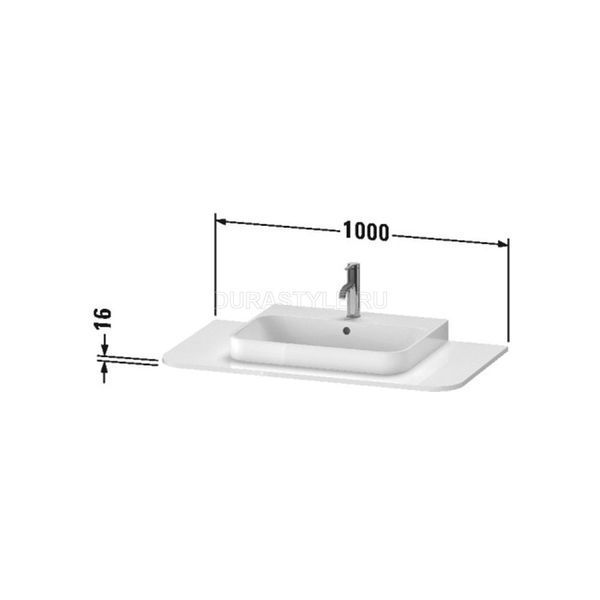 DURAVIT HAPPY D.2 PLUS Консоль 100х55х1,6 з отв. для раковини, горіх, HP031E06969 HP031E06969 фото