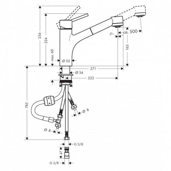 Hansgrohe Talis Змішувач M525-H170 для кухонного миття, хром, 73861000 73861000 фото