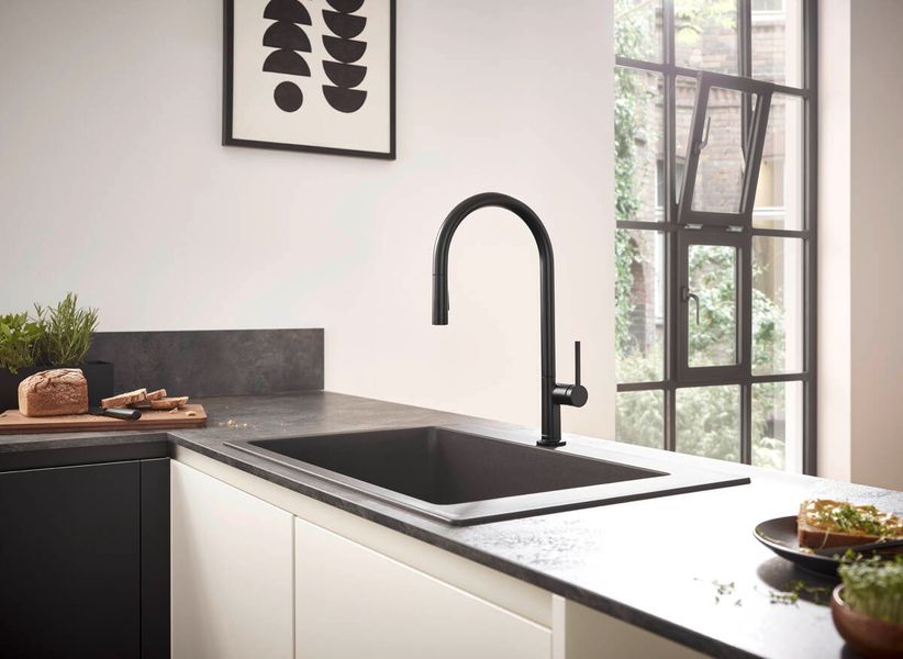 Змішувач hansgrohe Talis M54 для кухонного миття з висувним душем, чорний матовий 72801670 72801670 фото