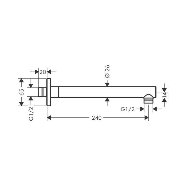 Hansgrohe VERNIS SHAPE Держатель лейки верхнего душа 24 см, хром, 26405000 26405000 фото