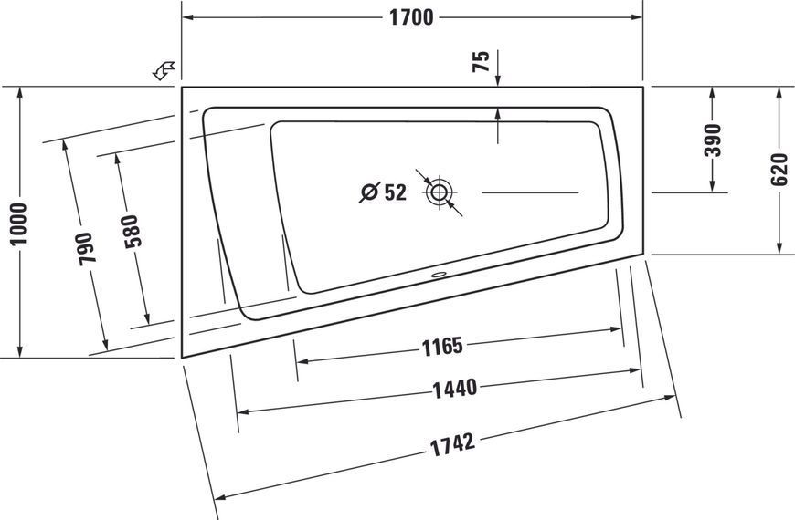 Duravit Paiova Гидромассажная ванна Белый цвет 1700x1000 mm, 760212000CP1000 760212000CP1000 фото