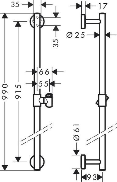 Штанга для душу hansgrohe Unica 90 см 26402000 26402000 фото