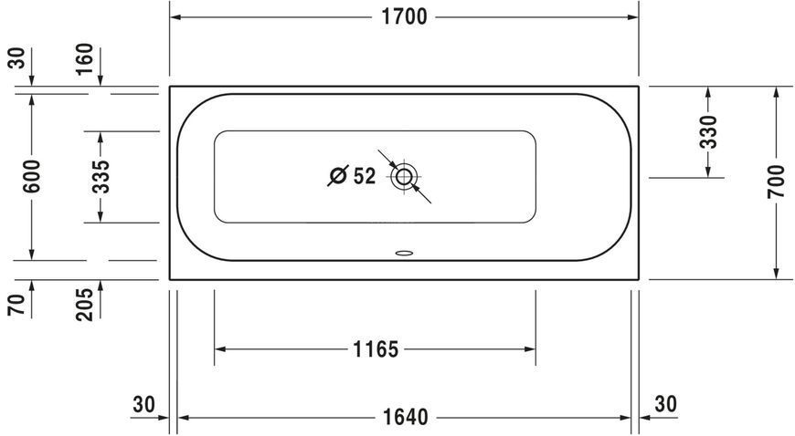 Duravit Happy D.2 Гидромассажная ванна Белый цвет 1700x700 mm, 760311000JS1000 760311000JS1000 фото