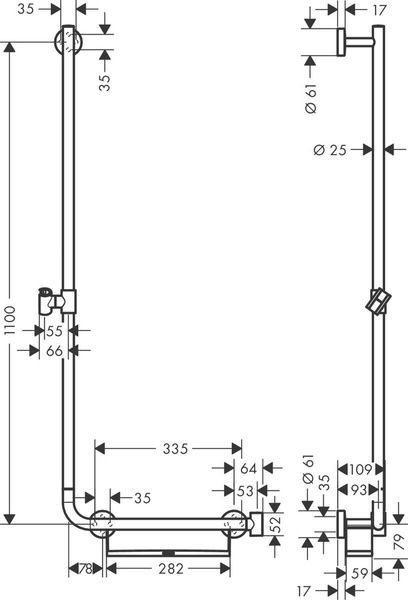 Штанга для душу hansgrohe Unica 110 см, лівостороння 26403400 26403400 фото
