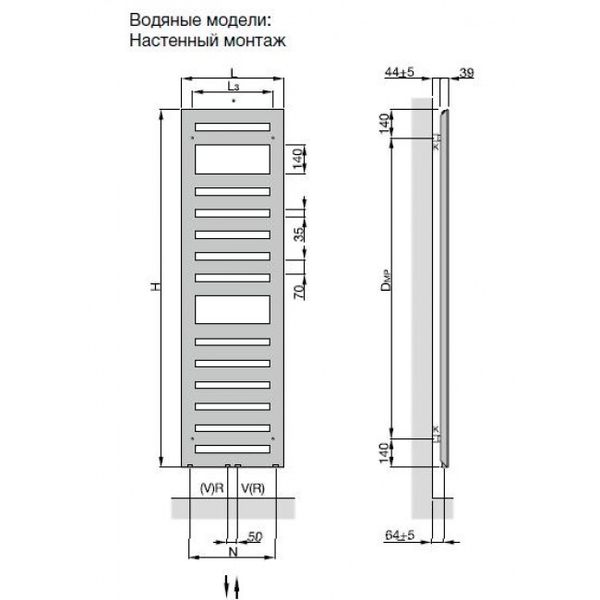 ZEHNDER METROPOLITAN SPA Сушка для рушників 60х1540см водяна, RAL9016 (білий), MET-150-060 (V503) MET-150-060 (V503) фото