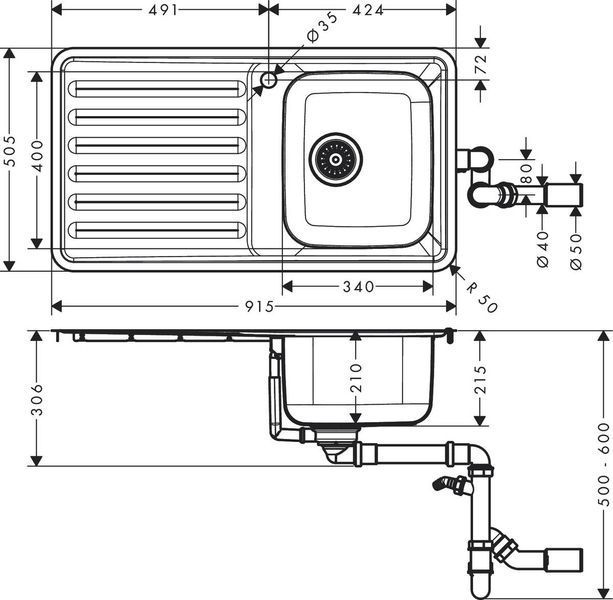 Мийка для кухні hansgrohe S41 S4111-F340 43340800 43340800 фото