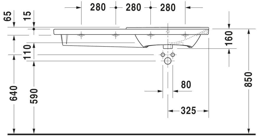 Duravit P3 Comforts Умивальник Білий колір 1250 мм, 23341200301 23341200301 фото