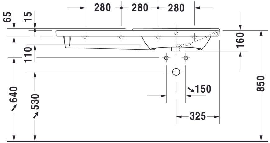 Duravit P3 Comforts Умивальник Білий колір 1250 мм, 23341200301 23341200301 фото
