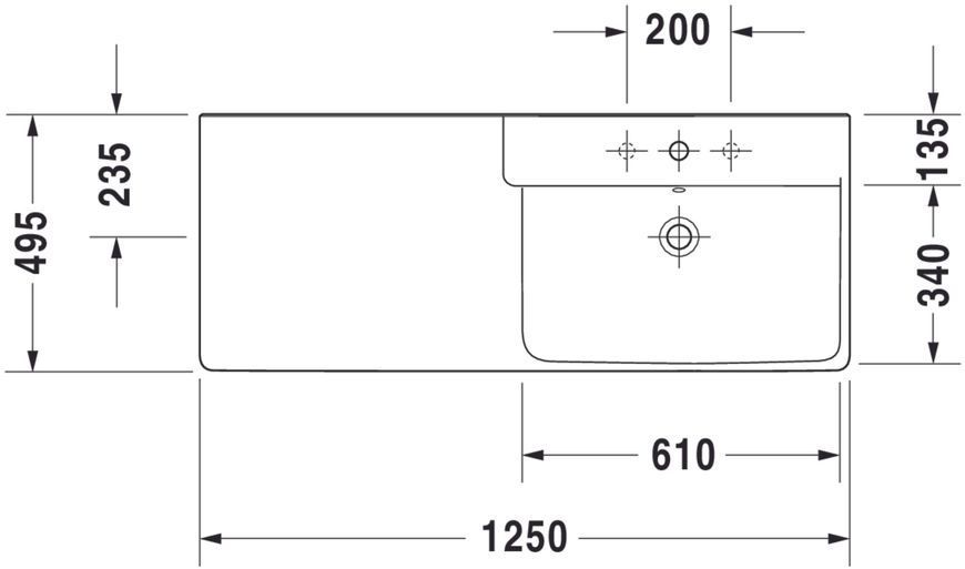Duravit P3 Comforts Умивальник Білий колір 1250 мм, 23341200301 23341200301 фото