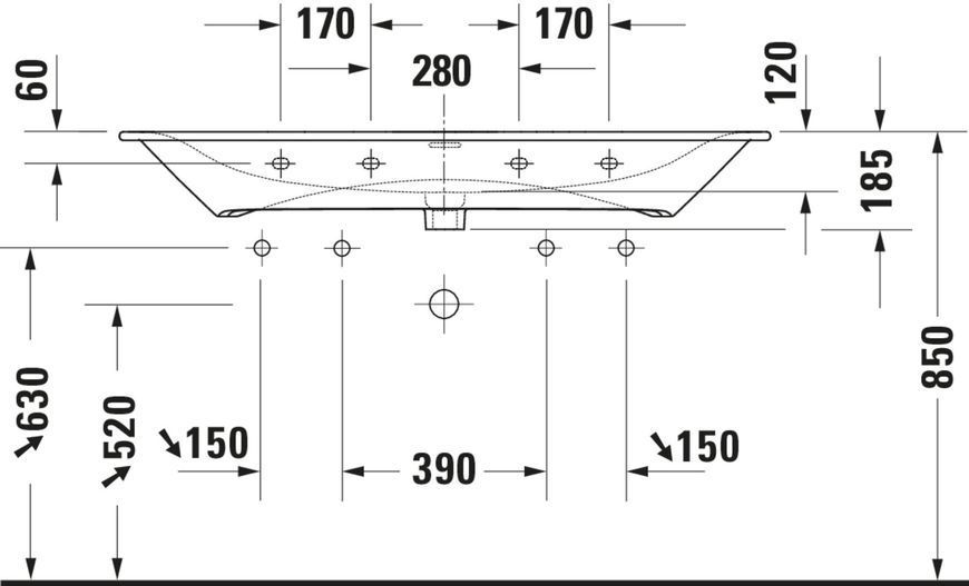 Duravit Viu Умивальник Білий колір 1230 мм, 23441200241 23441200241 фото