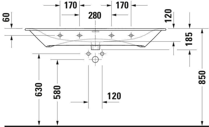 Duravit Viu Умивальник Білий колір 1230 мм, 23441200241 23441200241 фото