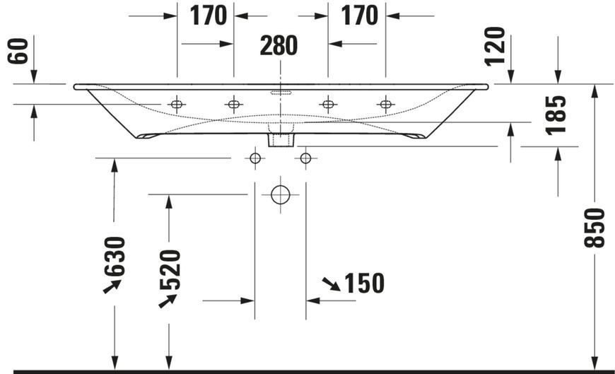 Duravit Viu Умивальник Білий колір 1230 мм, 23441200241 23441200241 фото