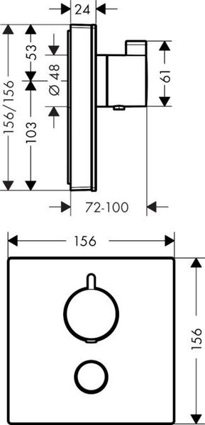 Термостат Hansgrohe ShowerSelect Highfow для душу з окремим висновком для ручного душу, скляний 15735600 15735600 фото