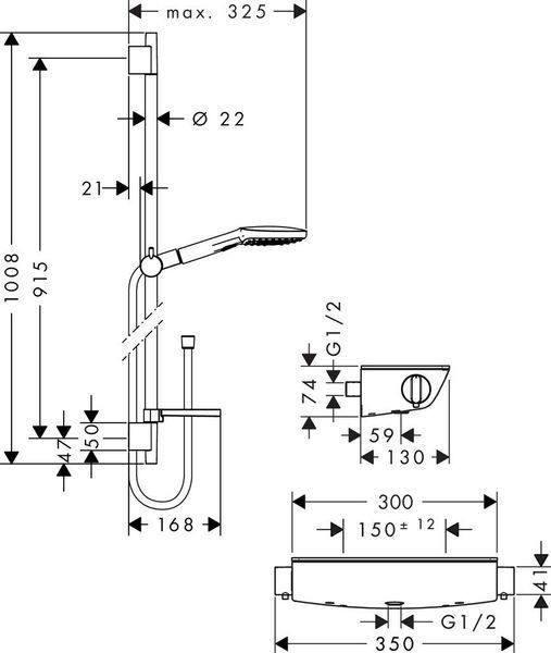 Душевой набор hansgrohe Ecostat Select/Raindance Select E 120 3jet/Combi 27039000 27039000 фото