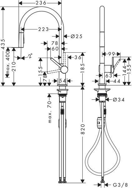 Змішувач hansgrohe Talis M54 для кухонного миття з висувним душем, хром 72800000 72800000 фото