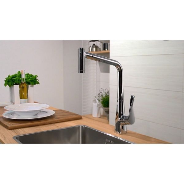 Hansgrohe Metris M71 Кухонный смеситель однорычажный, 320, Eco, с вытяжным душем, 2jet, хром, 14780000 14780000 фото