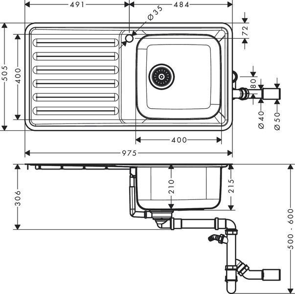 Мийка для кухні hansgrohe S41 S4111-F400 43341800 43341800 фото