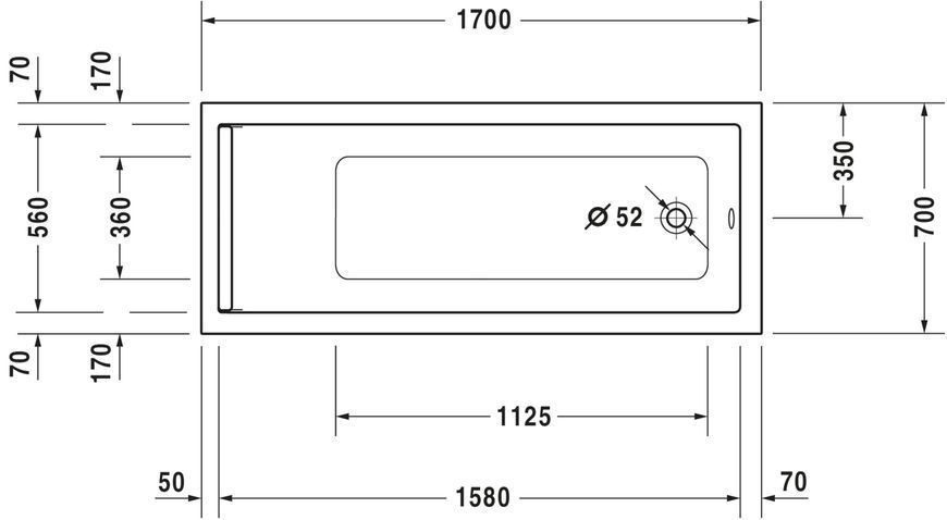 Duravit Starck Гидромассажная ванна Белый цвет 1700x700 mm, 760334000CE1000 760334000CE1000 фото