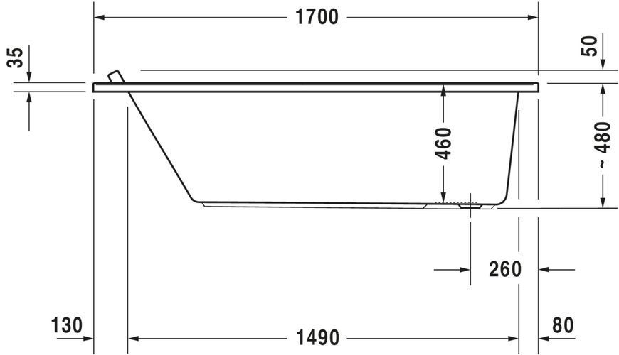 Duravit Starck Гидромассажная ванна Белый цвет 1700x700 mm, 760334000CE1000 760334000CE1000 фото