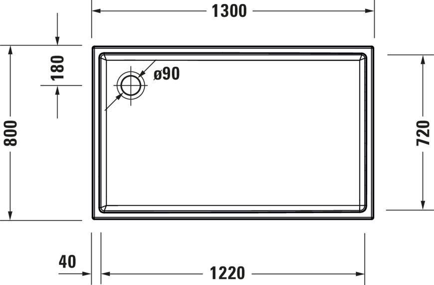 Duravit Starck Slimline душовий піддон Білий колір 1300x800 mm, 720235000000001 720235000000001 фото