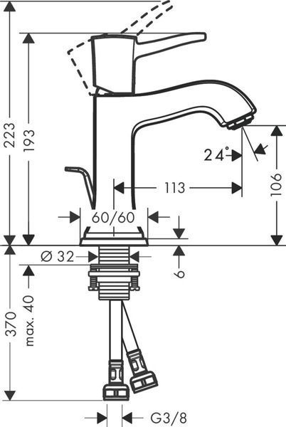 Змішувач hansgrohe Metropol Classic 110 з донним клапаном 31300000 31300000 фото