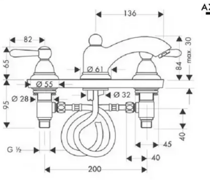 HANSGROHE AXOR CARLTON Змішувач для раковини на 3 отвори, хром, 17135000 17135000 фото