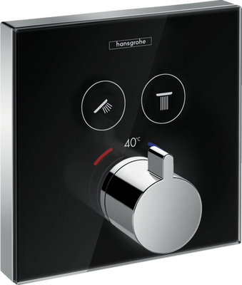 Термостат hansgrohe ShowerSelect Glass для двух потребителей стеклянный, чёрный/хром 15738600 15738600 фото