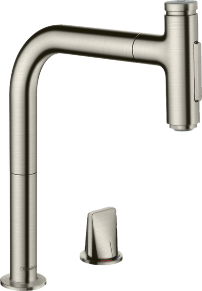 Смеситель hansgrohe Metris Select M71 для кухонной мойки с выдвижным душем, под сталь 73818800 73818800 фото