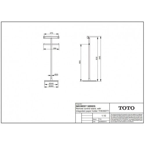 TOTO NEOREST/SE Стойка для пульта управления с встроенным держателем бумаги, хром, YH63SDT1 YH63SDT1 фото