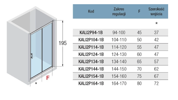 Novellini KALI 2P Душові розсувні двері 144-150x195h профіль срібло/скло, KALI2P144-1B KALI2P144-1B фото