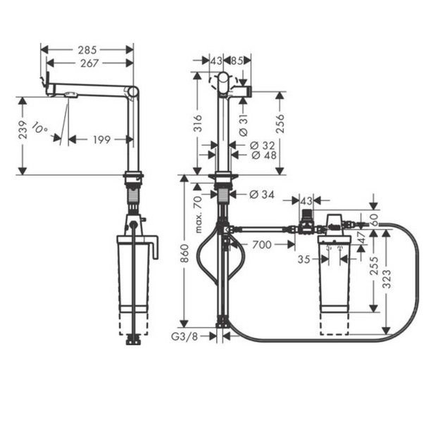 HANSGROHE AQITTURA M91 FilterSystem 240 Смеситель кухонный, нержавеющая сталь, 76804800 76804800 фото