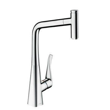 Hansgrohe Metris Select M71 Кухонный смеситель однорычажный, 320, Eco, с вытяжным изливом, 1jet, 14786000 14786000 фото