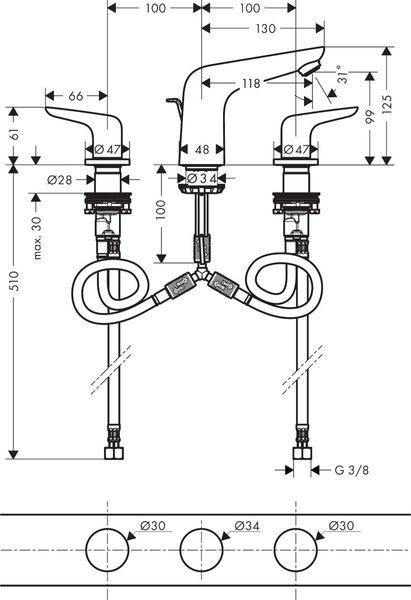 Смеситель hansgrohe Novus для раковины, хром 71140000 71140000 фото