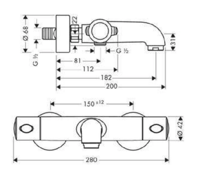 HANSGROHE ECOSTAT 1001 SL Змішувач термостат для ванни зовнішнього монтажу, хром, 13241000 13241000 фото