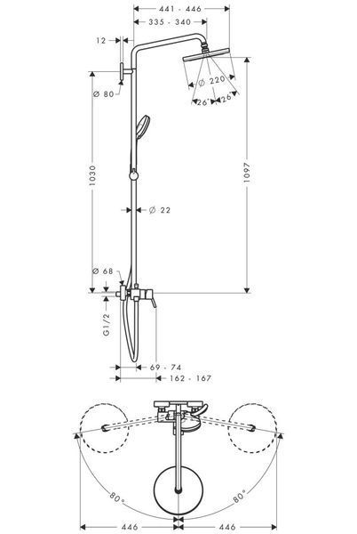 Душевая система hansgrohe Croma 27222000 27222000 фото