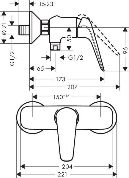 Смеситель hansgrohe Novus для ванны и душа 71060000 71060000 фото