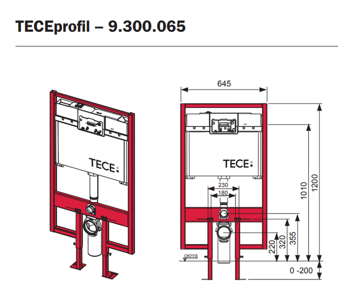 TECE Застінний модуль для підвісного унітазу товщиною 8см з кріпленнями та комплектом звукоізоляції, 9300065 9300065 фото