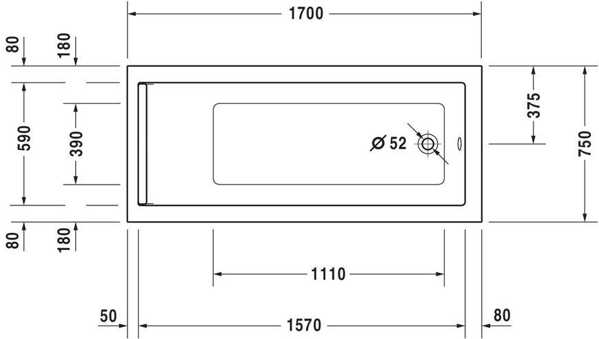 Duravit Starck Гидромассажная ванна Белый цвет 1700x750 mm, 760335000CE1000 760335000CE1000 фото