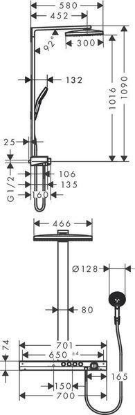 Душова система hansgrohe Rainmaker Select 460 3jet Showerpipe з термостатом 27106400 27106400 фото