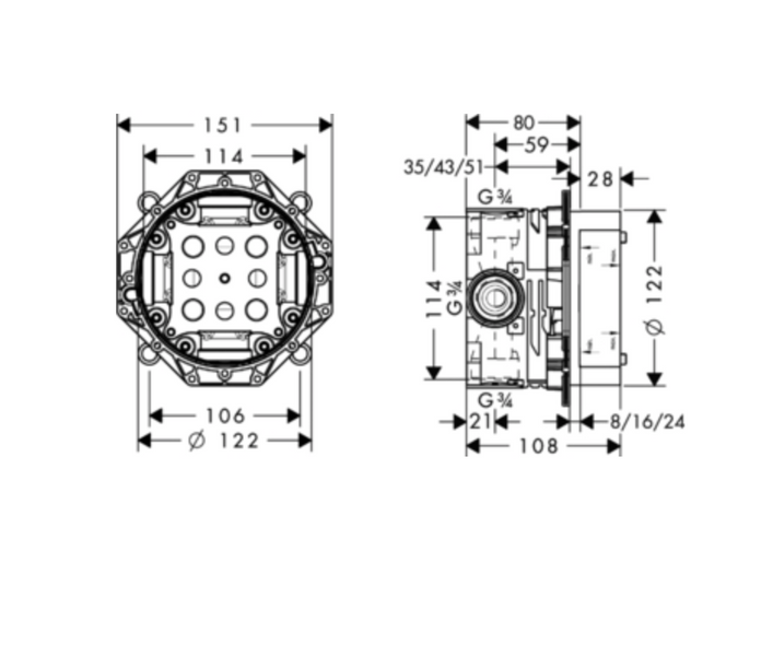 HANSGROHE Монтажная коробка Ibox Universal, 01800180 01800180 фото