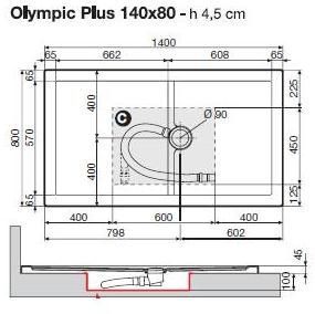 Novellini OLYMPIC PLUS Поддон для душа 140x80x4.5см, чёрный, OL140804-28 OL140804-28 фото