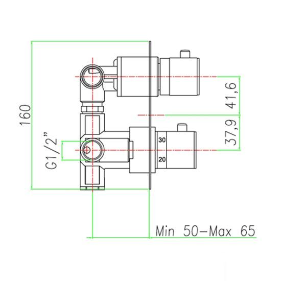 Fiore XENON Смеситель термостатический для душа встроенный c переключателем на 3 выхода, хром, 31CR0940 31CR0940 фото