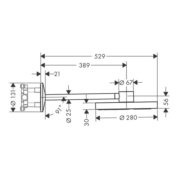 AXOR One Верхний душ Ø 280 мм 2jet с держателем, хром, 48492000 48492000 фото