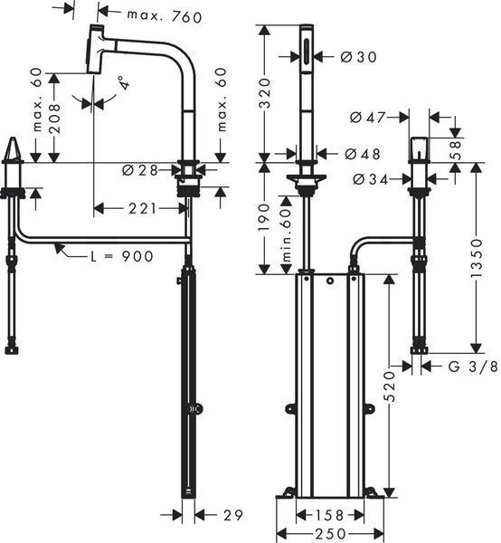 Смеситель hansgrohe Metris Select M71 для кухонной мойки с выдвижным душем, хром 73819000 73819000 фото