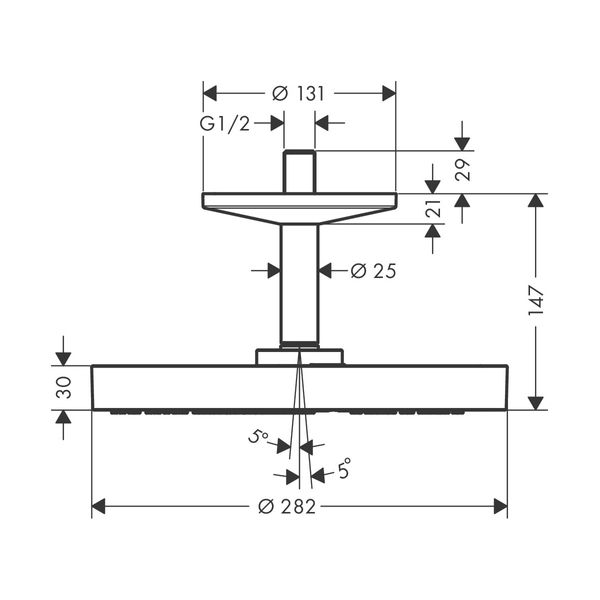 AXOR One Верхний душ Ø 280 мм 1jet с потолочным подключением, хром, 48493000 48493000 фото