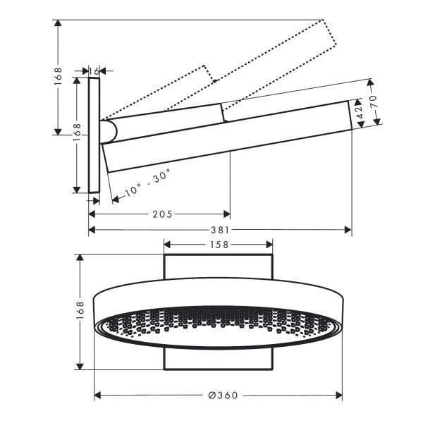 Hansgrohe Rainfinity Верхній душ 360 1 jet, колір - бронзовий, 26230140 26230140 фото