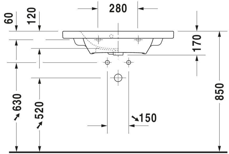 Duravit DuraStyle Умивальник Білий колір 785 мм, 2337780000 2337780000 фото
