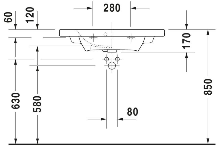 Duravit DuraStyle Умивальник Білий колір 785 мм, 2337780000 2337780000 фото