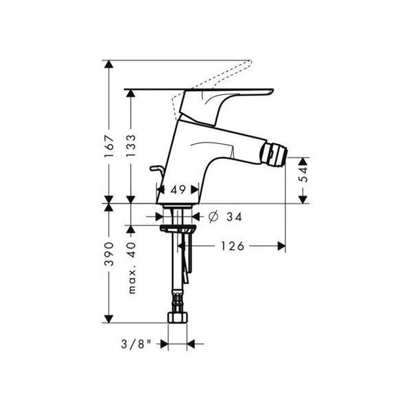 Hansgrohe Focus Смеситель для биде, однорычажный, Eco, со сливным гарнитуром, хром, 31928000 31928000 фото