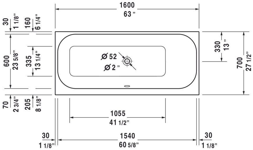 Duravit Happy D.2 Ванны Белый цвет 1600x700 mm, 700309000000000 700309000000000 фото